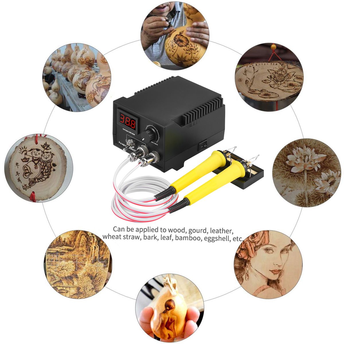60W 220V 29PCS Woodburner Wood Burning Tool Kit Adjustable