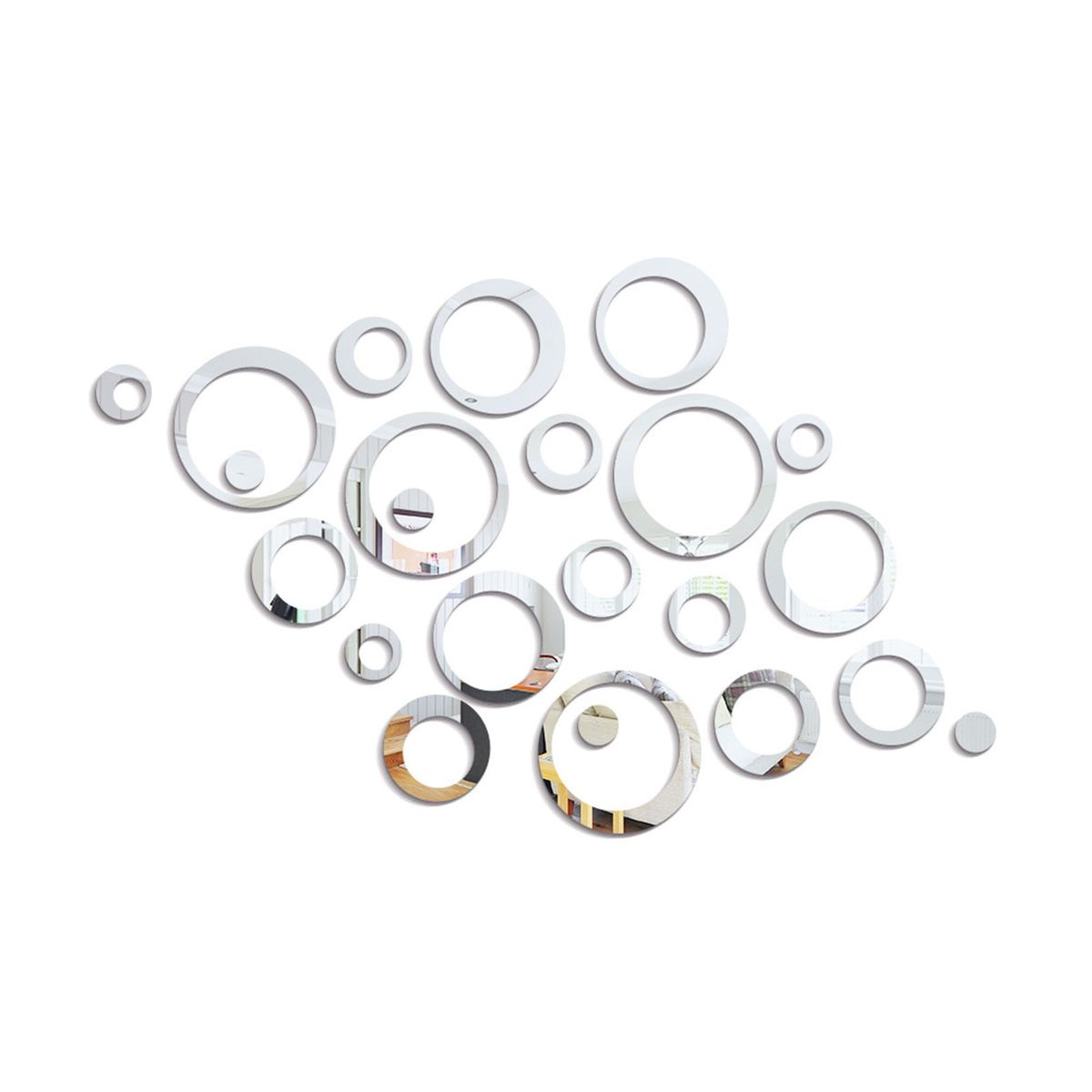 19pcs Modern Home Decor 3D Acrylic Mirror Round Wall