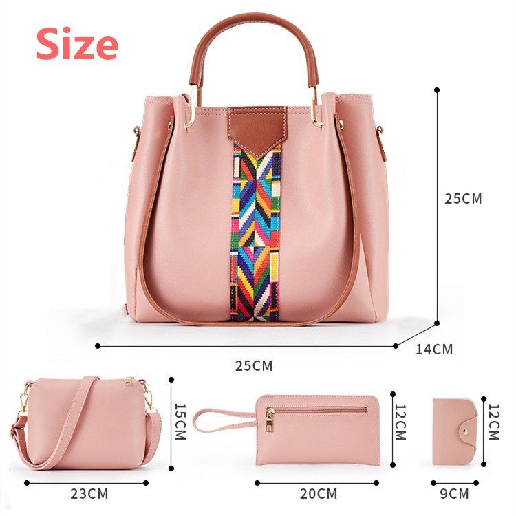 4 In 1 Women Crossbody Handbag -Pink