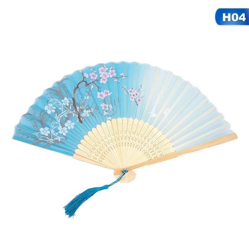 Summer Colorful Gifts Hand Chinese Fan Wedding 1pc Party Dropshipping Dance Pocket Vintage Folding Flower Bamboo Held