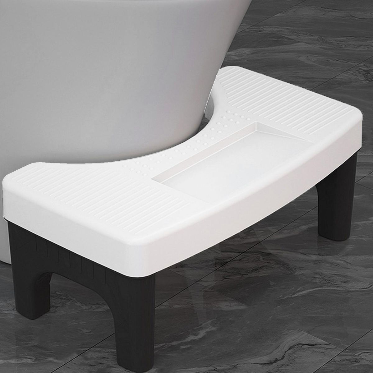 Non-slip Toilet Footstool Squatease Portable Non-slip Toilet for Ages Black White