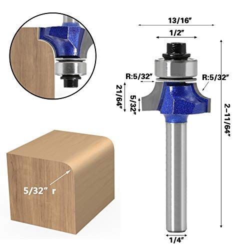 Yakamoz Industrial Grade 4Pcs 14 Inch Shank Round Over Route
