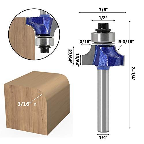 Yakamoz Industrial Grade 4Pcs 14 Inch Shank Round Over Route