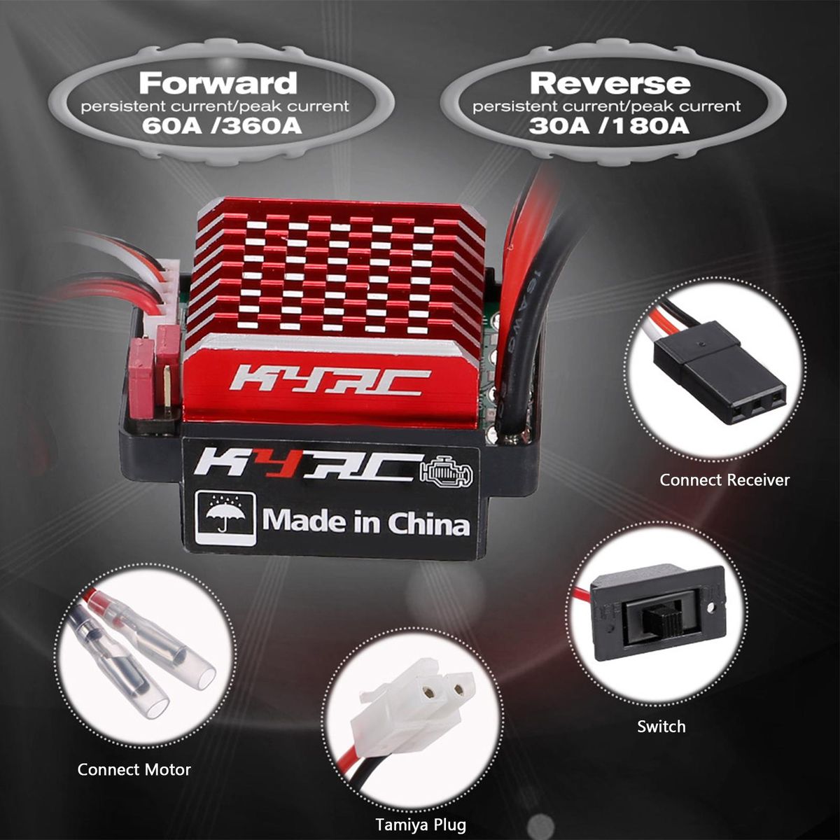 550 21T Brushed Motor with 60A/360A ESC Brushed Electric Speed Controller 6V/2A for RC Racing Car Off-road Car Compatible with Trx-4 Trx-6 Axial
