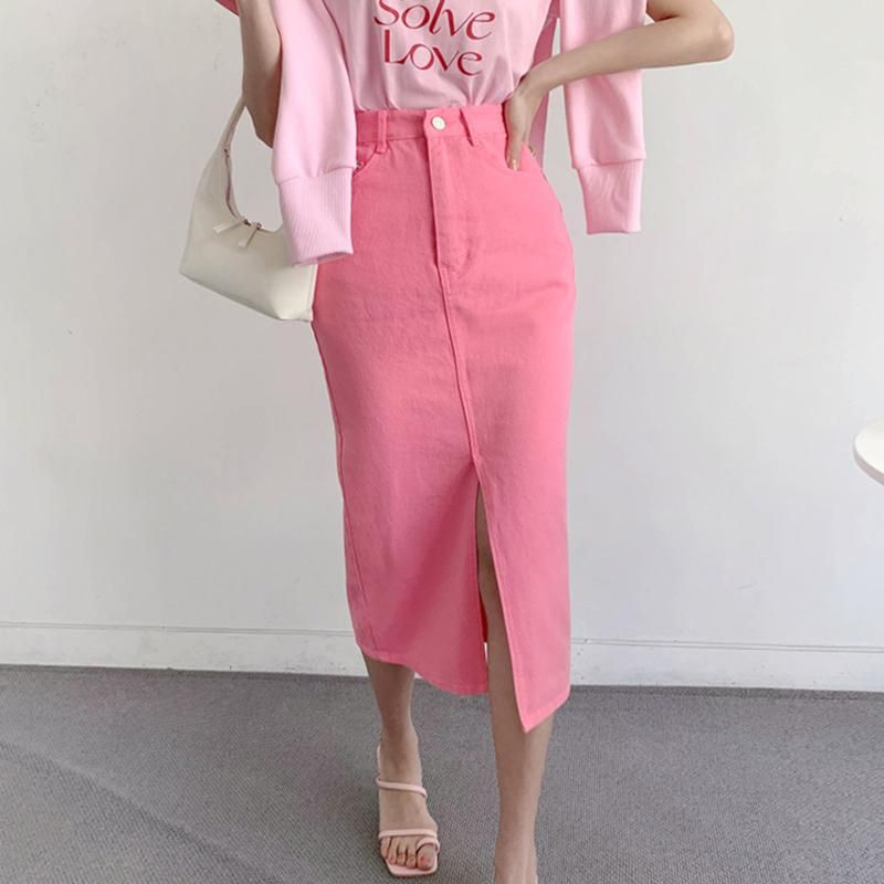 Korean chic niche versatile high waisted slimming design with a slit slim fit and buttocks wrapped