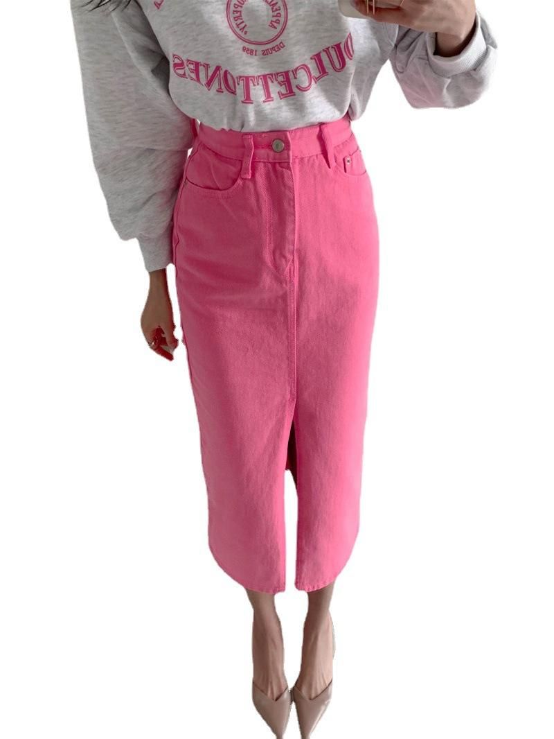 Korean chic niche versatile high waisted slimming design with a slit slim fit and buttocks wrapped
