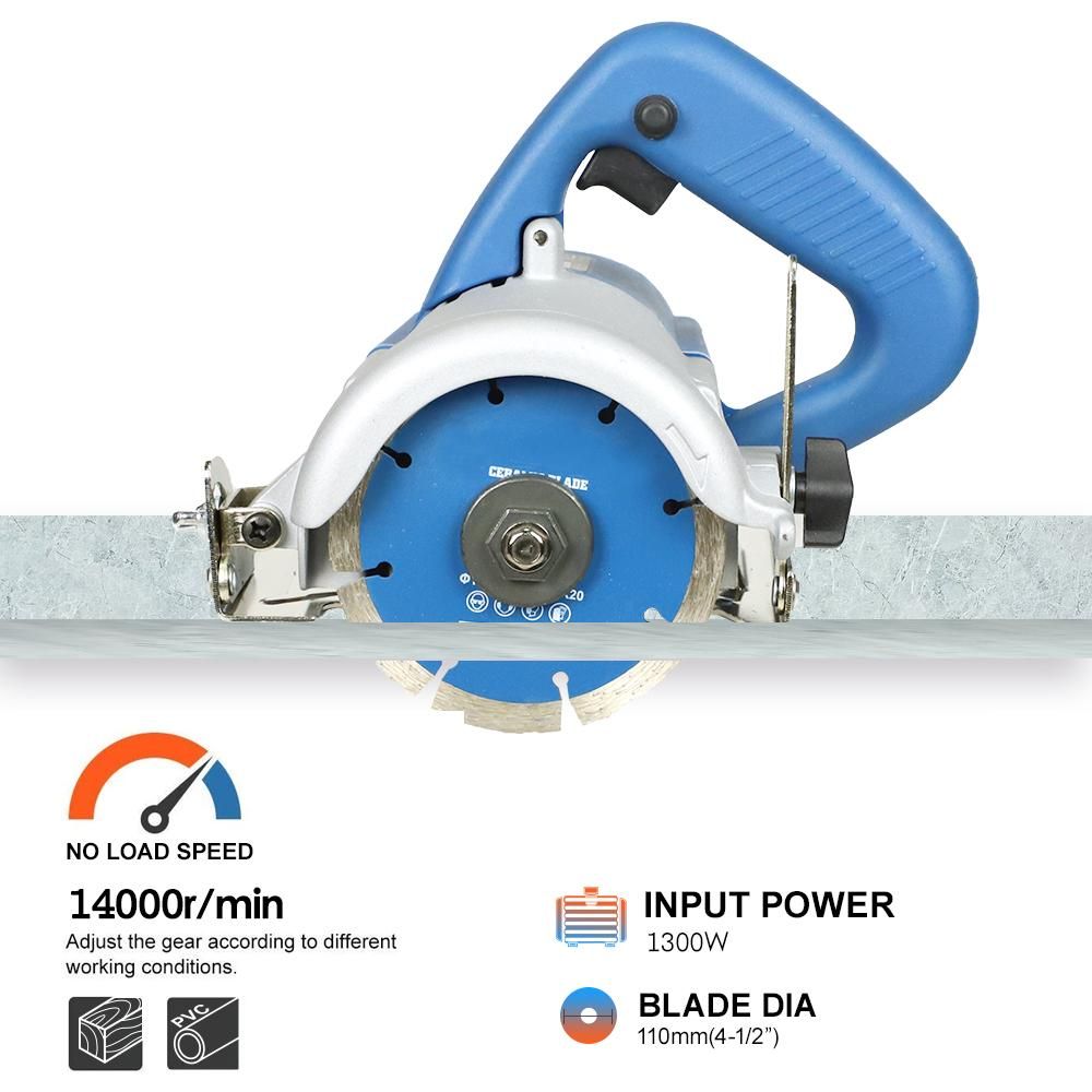 1300W Marble Cutter Ceramic Tile Cutting Machine Tile Saw Power Tile & Masonry Saw 0-45 Degree Bevel Cutting & 0-32 Depth Adjusting for Cutting Ceramic Tile Wood