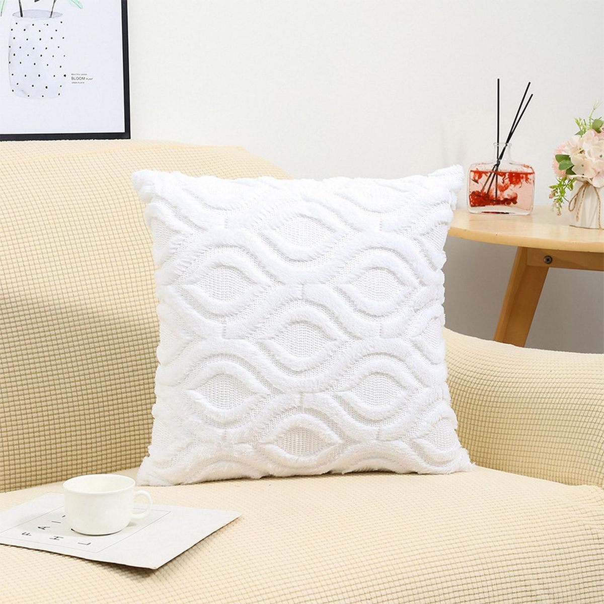 Pillow Cover Solid Color Throw Pillow Cover White