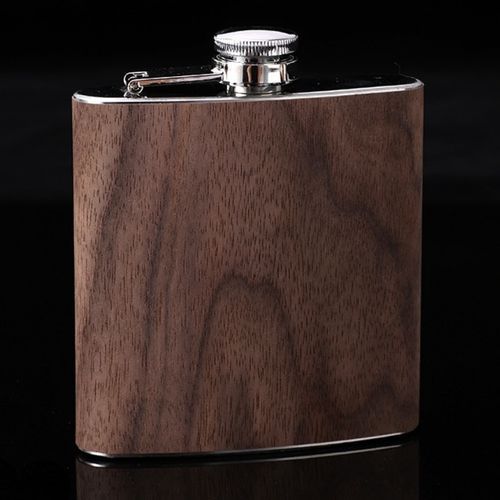 Classical Stainless Pocket Outdoor Hip Flask Liquor Wood