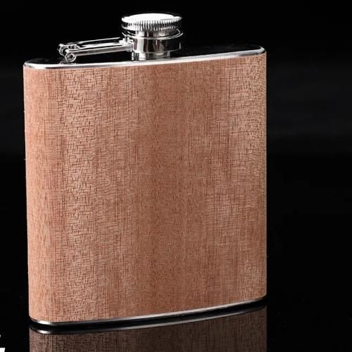 Classical Stainless Pocket Outdoor Hip Flask Liquor Wood