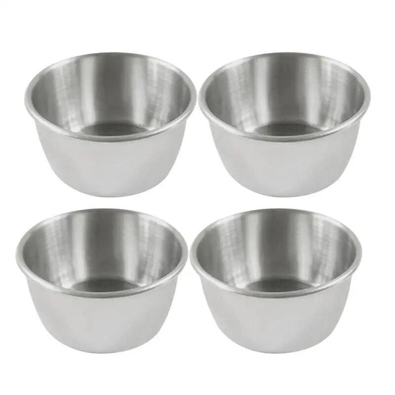 4pcs Dipping Bowl Reusable Stainless Steel Appetizer Plates Sauce Container Dipping Cups Sauce Cups for Barbecue Bar Restaurant