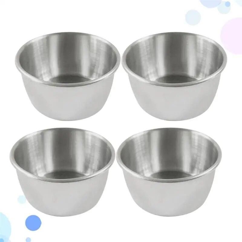 4pcs Dipping Bowl Reusable Stainless Steel Appetizer Plates Sauce Container Dipping Cups Sauce Cups for Barbecue Bar Restaurant