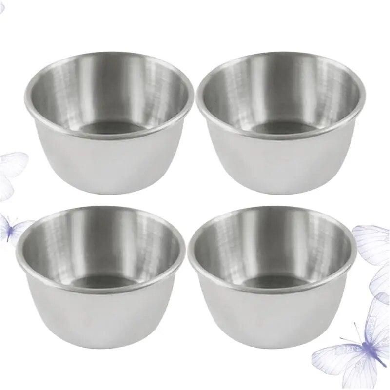 4pcs Dipping Bowl Reusable Stainless Steel Appetizer Plates Sauce Container Dipping Cups Sauce Cups for Barbecue Bar Restaurant