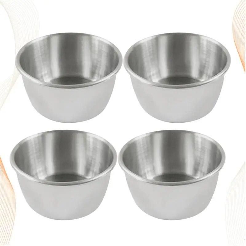 4pcs Dipping Bowl Reusable Stainless Steel Appetizer Plates Sauce Container Dipping Cups Sauce Cups for Barbecue Bar Restaurant