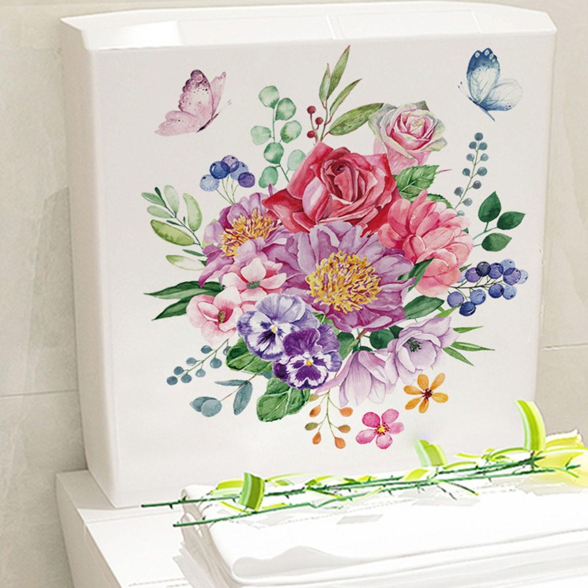 Flower Toilet Sticker Removable Toilet Sticker
