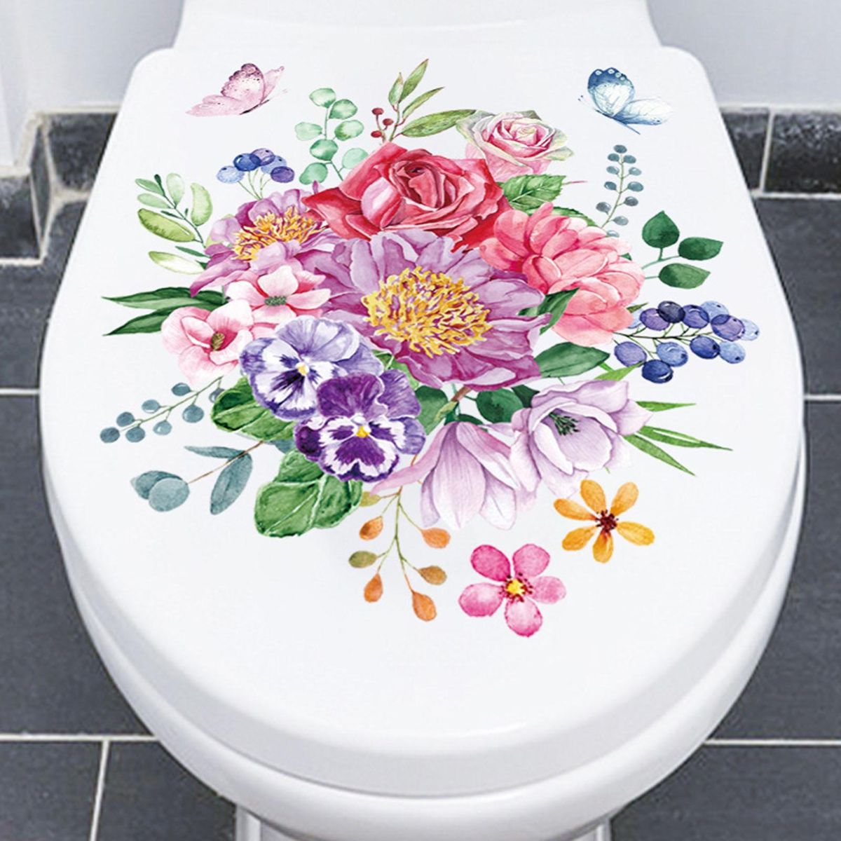 Flower Toilet Sticker Removable Toilet Sticker