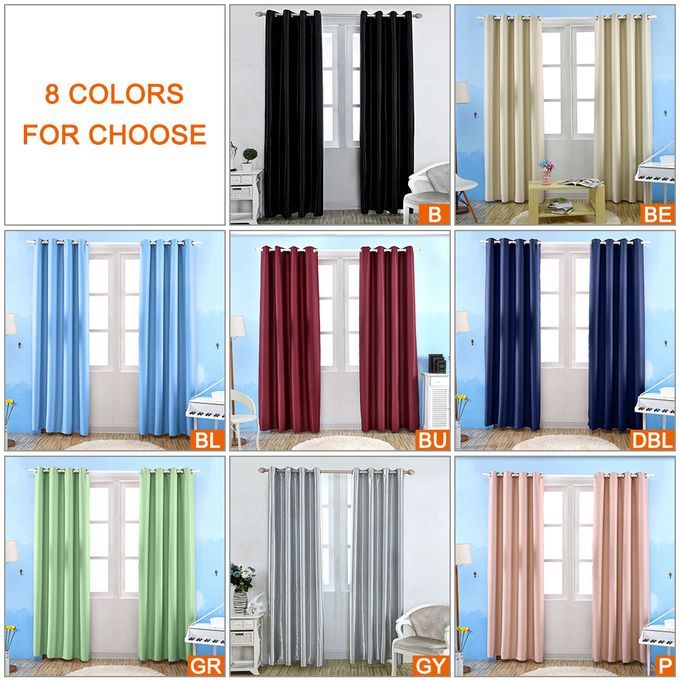 Thermal Insulated Solid Grommet Blackout Curtains Drape For-