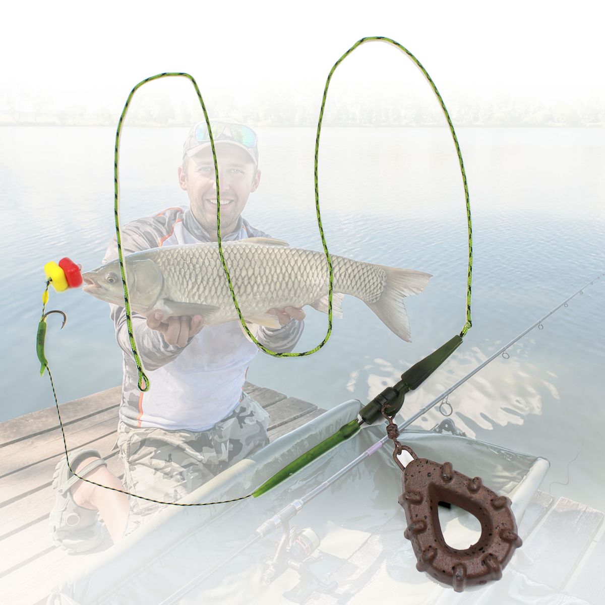 3 Pack Carp Fishing Inline Rig Set With Sinker Weight Tail