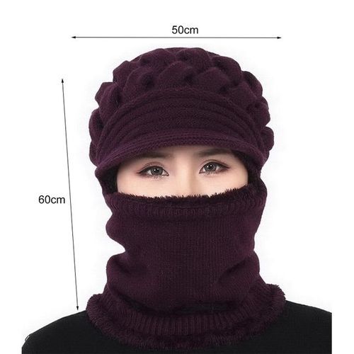Cold Cap Wind-proof High Elastic Knitted Fabric Women-Red