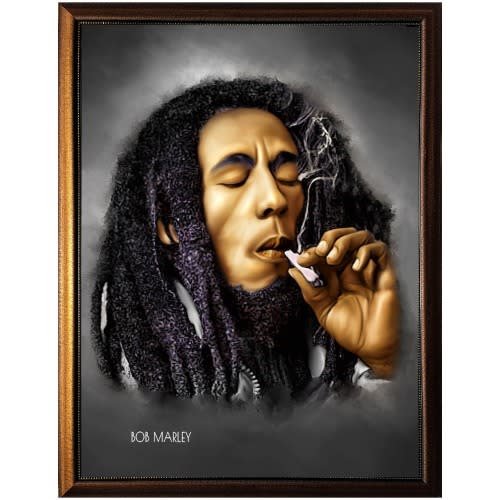 Large Framed Artwork Of Bob Marley