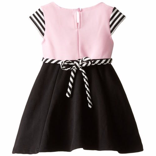 Girls A-Line Knit Striped Dress - Pink