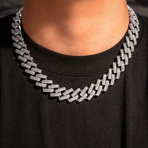 Iced Out Cuban Link Choker Chain -Silver