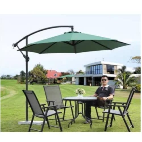 Outdoor Umbrella Parasols With Marble Base - Green