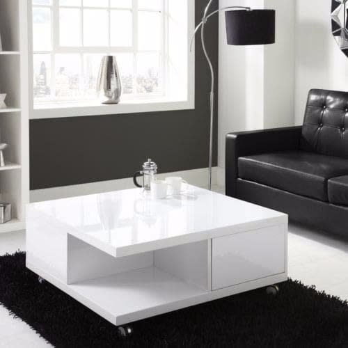 Living Room Square Shaped Coffee Table With Storage