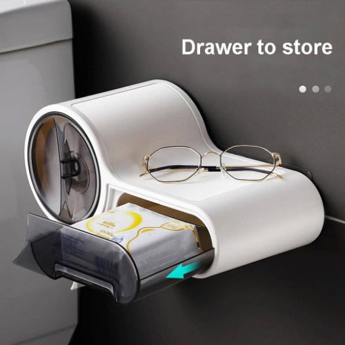 Wall Mounted Bathroom Toilet Paper Holder - White