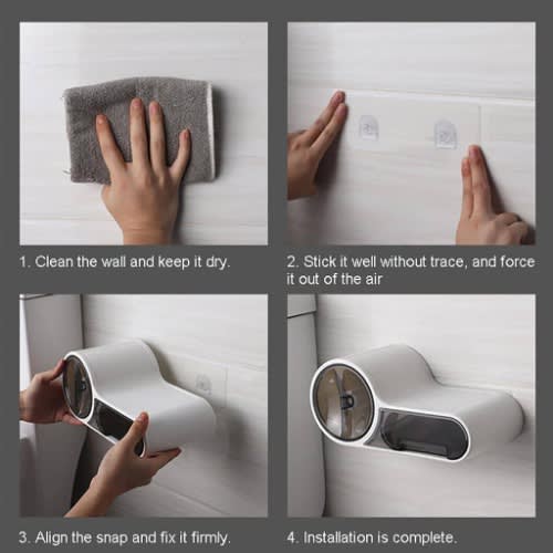 Wall Mounted Bathroom Toilet Paper Holder - White