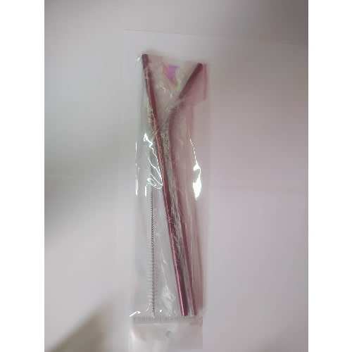 Reusable Stainless Steel Straws 4pc Set - Red