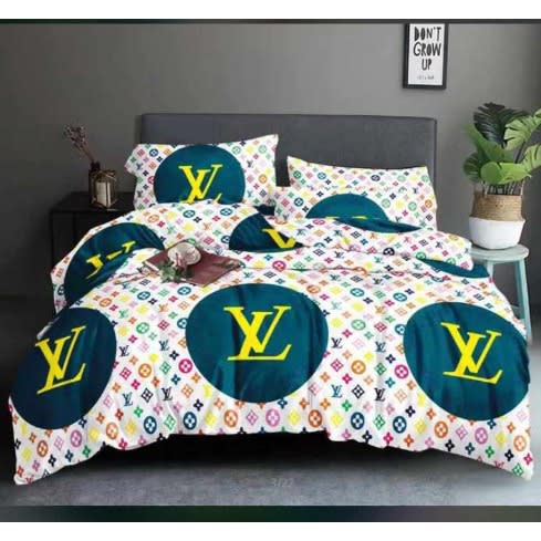 LV-Inspired Bedsheet With Pillowcases