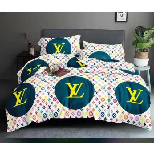 LV-Inspired Bedsheet With Pillowcases