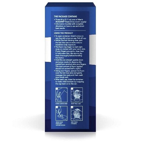 Men's 5% Minoxidil Foam For Hair Regrowth - Three month supply - 3 - 62.4 mL Cans