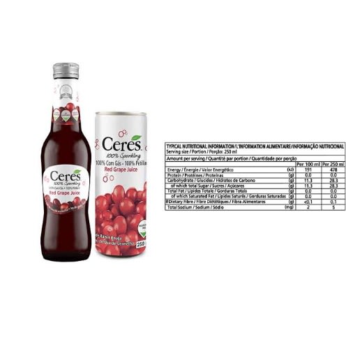 Ceres 100% Sparkling Red Grape 275ml-6pcs