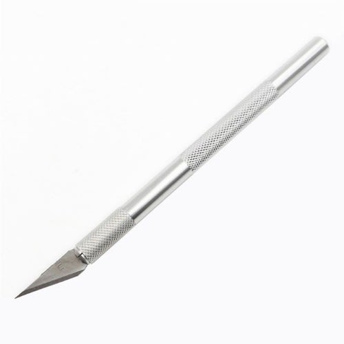 Non-slip Metal Scalpel Tool Set Tool Carving Craft Knife + 6 Blade-silver