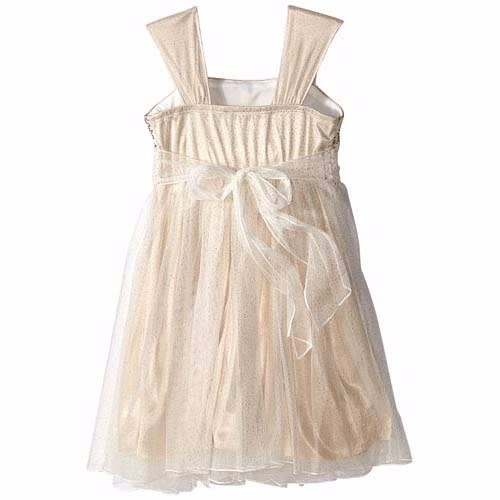 Glitter Bodice Dress with Flower At Waist