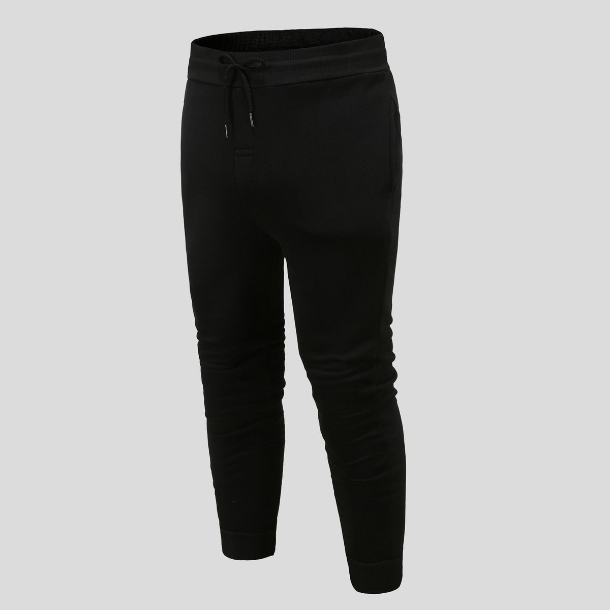 (Black)Autumn Spring Harem Pants Men Solid Elastic Waist Streetwear Joggers Bagg
