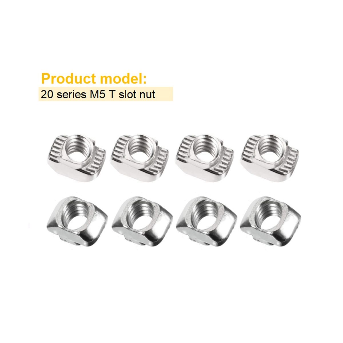 200 Pieces 2020 Series T Nuts T-Slot Nut Hammer Head Fastener -Plated Carbon Steel Sliding T Nuts M5T Nuts