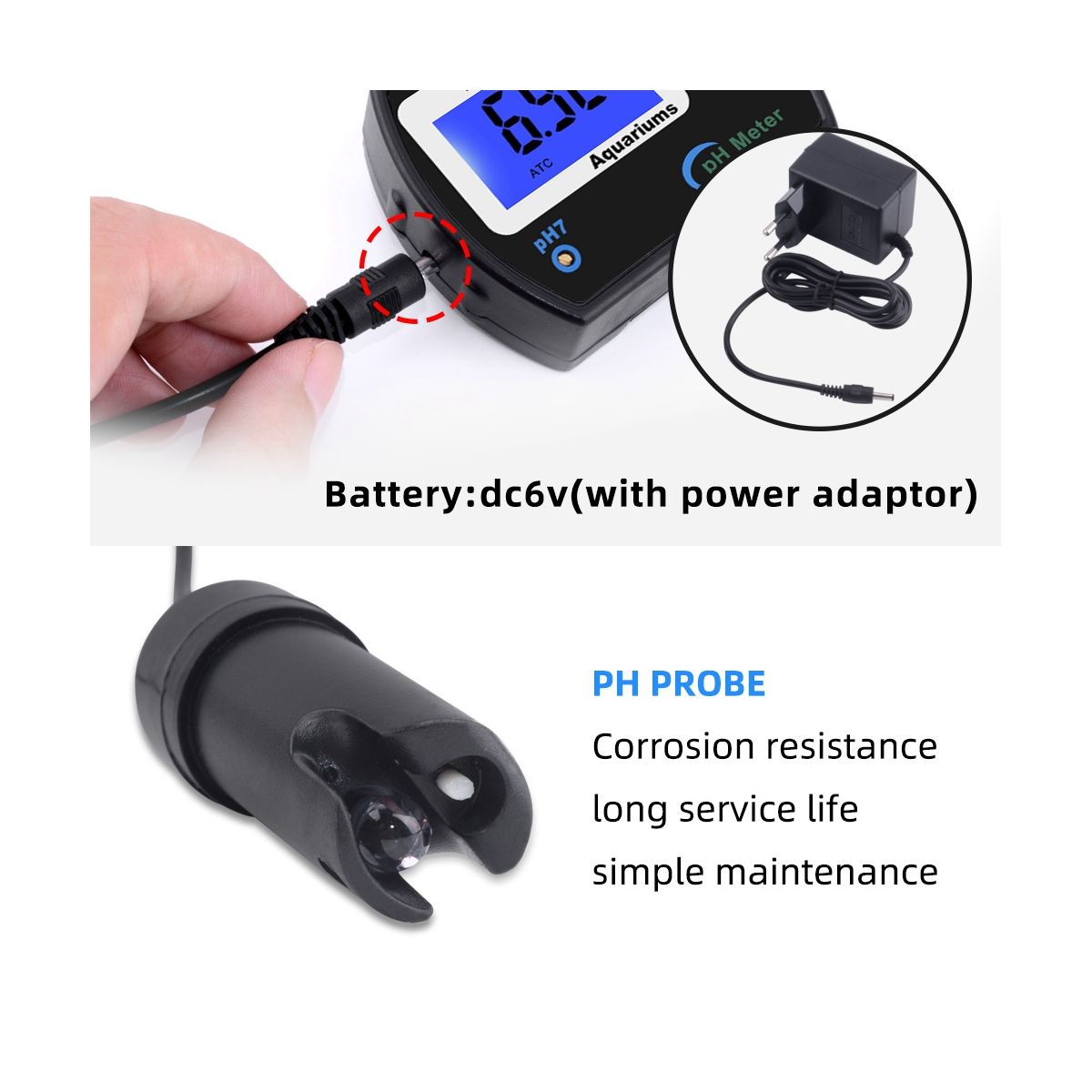 Accurate PH Meter for Aquarium Multi-Parameter Water Quality Monitor Online PH Monitor Acidometer EU Plug