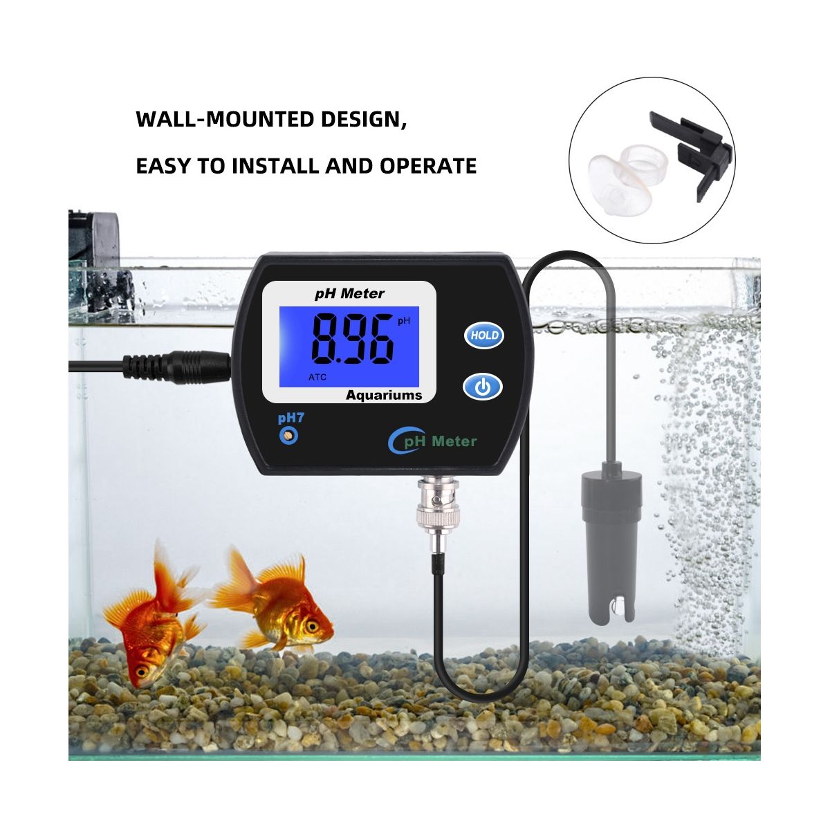Accurate PH Meter for Aquarium Multi-Parameter Water Quality Monitor Online PH Monitor Acidometer EU Plug