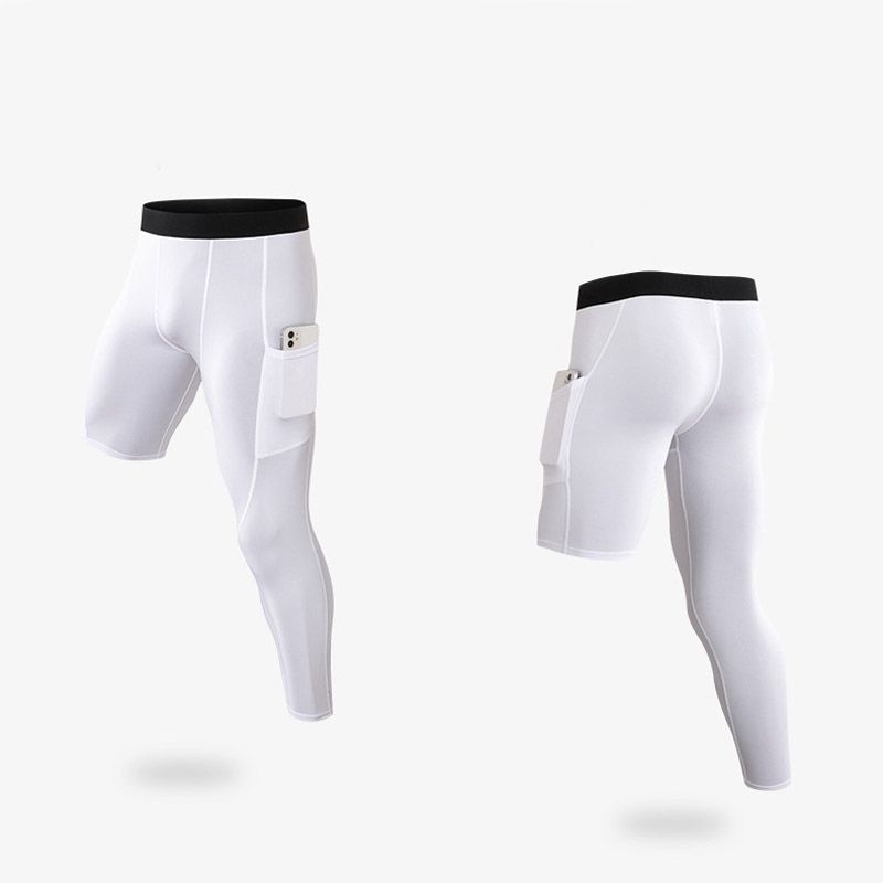 Men's One Leg Compression Pants 3/4 Single Leg Tight Basketball Sports Pants