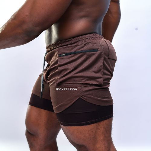 Men's Shorts With Tights - Choc Brown