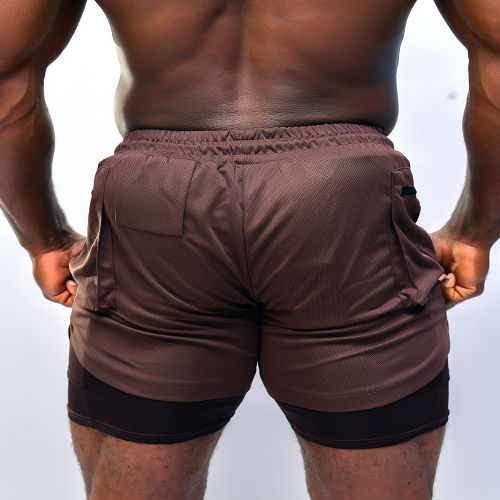 Men's Shorts With Tights - Choc Brown