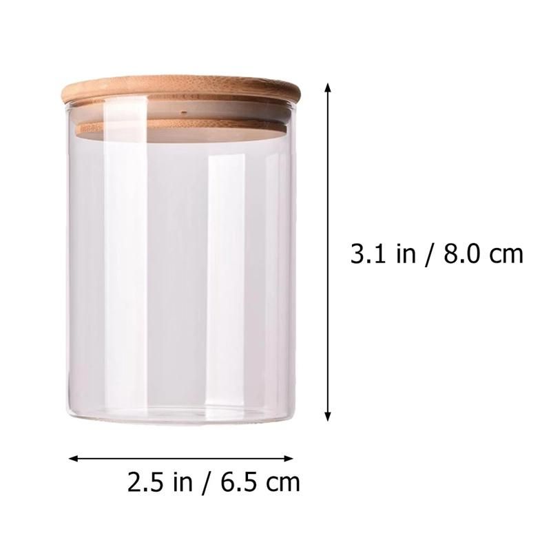 10Pcs Bamboo Wood Lid Glass Jar Airtight