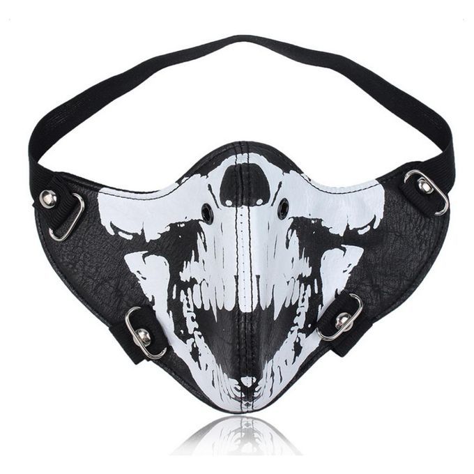 Gothic Skeleton Skull Head Leather Half Face Mask Motorcycle Style 10