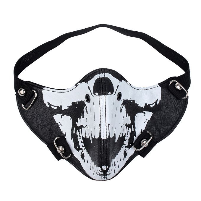 Gothic Skeleton Skull Head Leather Half Face Mask Motorcycle Style 10