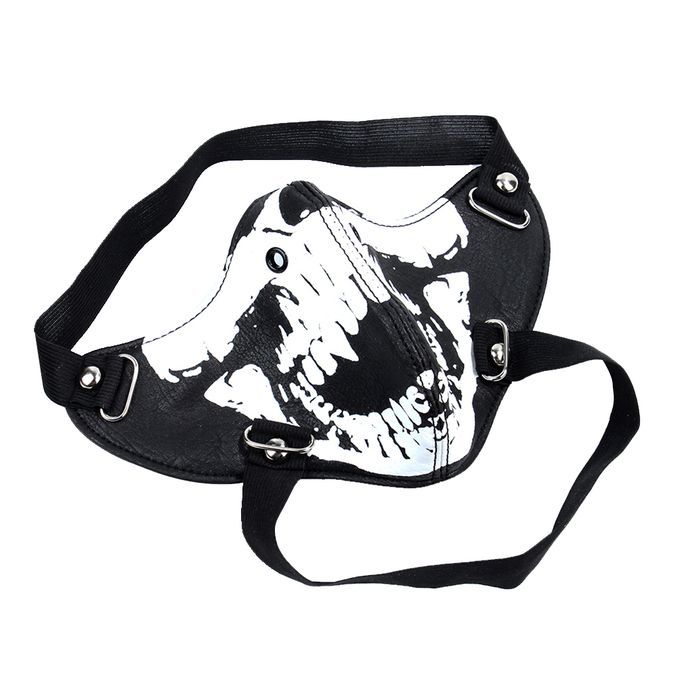 Gothic Skeleton Skull Head Leather Half Face Mask Motorcycle Style 10
