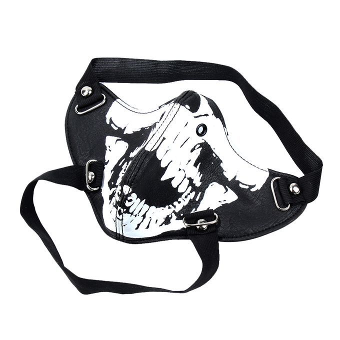 Gothic Skeleton Skull Head Leather Half Face Mask Motorcycle Style 10