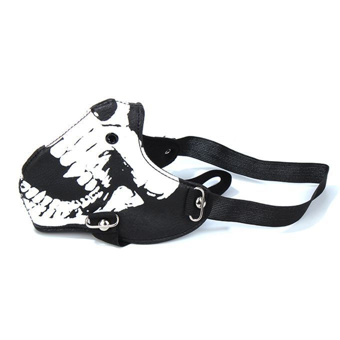 Gothic Skeleton Skull Head Leather Half Face Mask Motorcycle Style 10